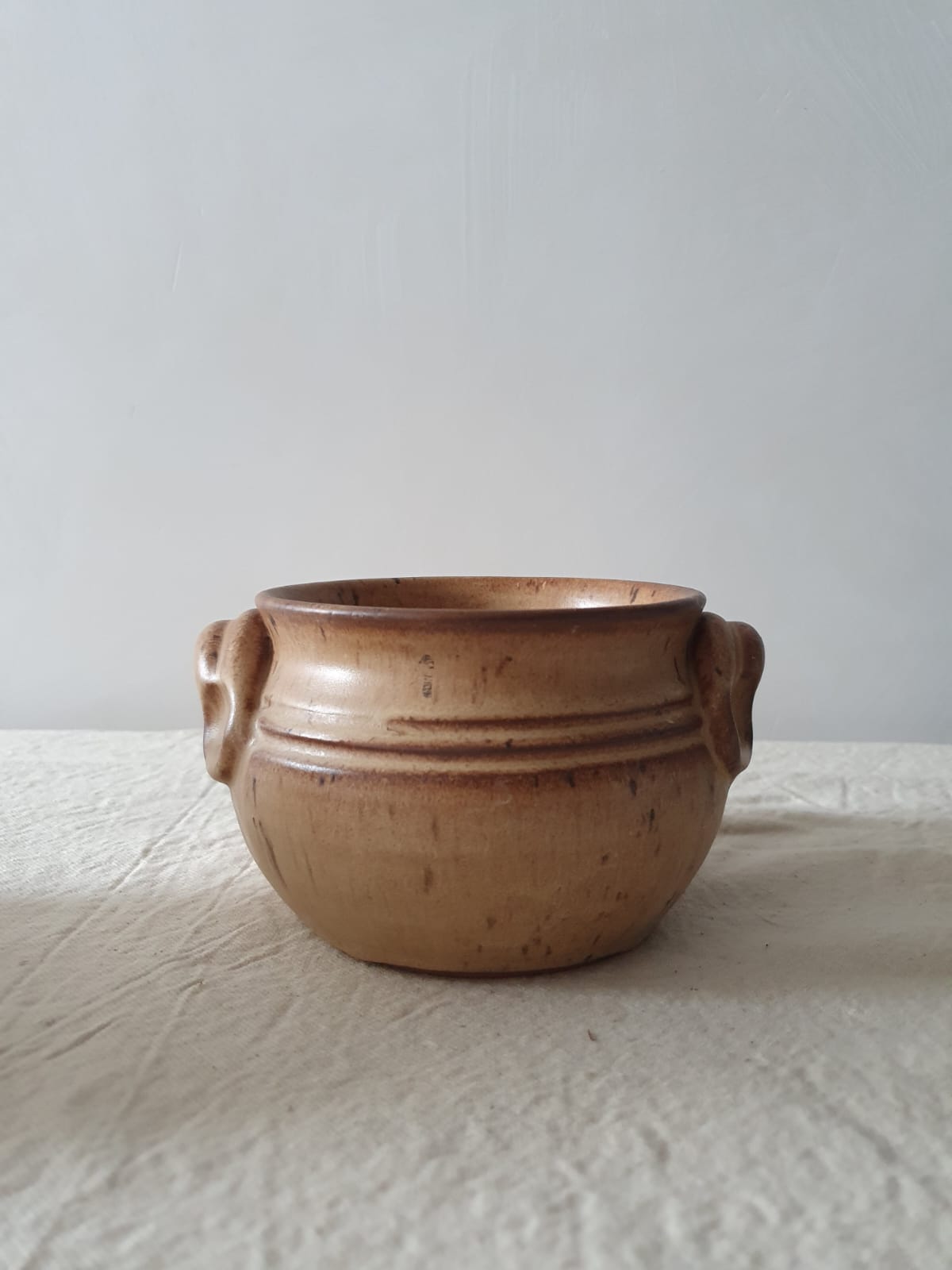 French Brown Mottled Pottery Bowl