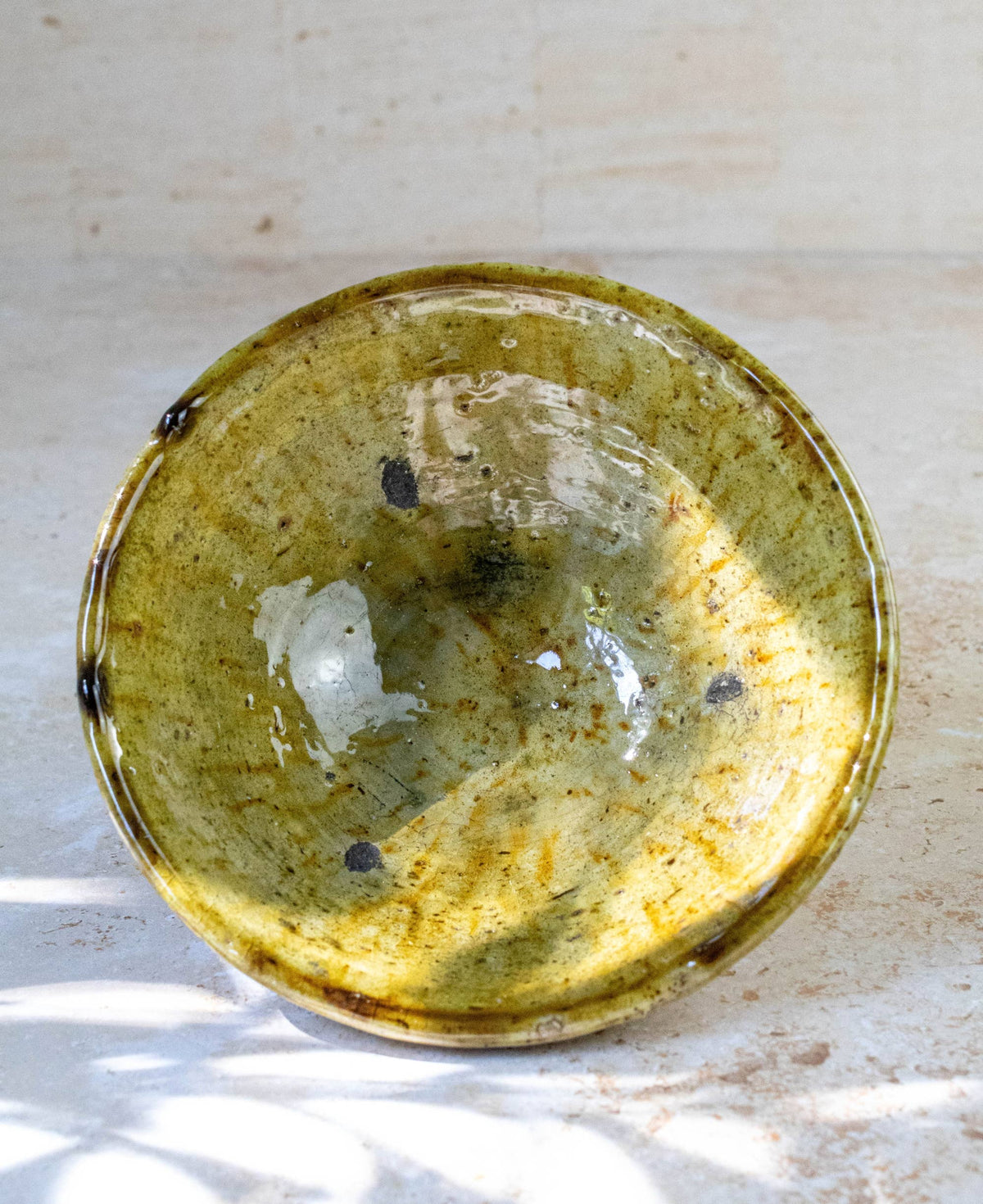 Handmade Moroccan Tamegroute Ochre Ceramic Serving Bowl: X Small