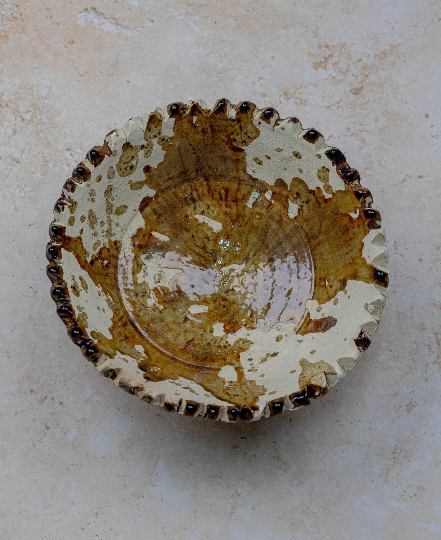 Moroccan Tamegroute Pedestal Fruit Bowl — Yellow Ochre Bowl : Medium