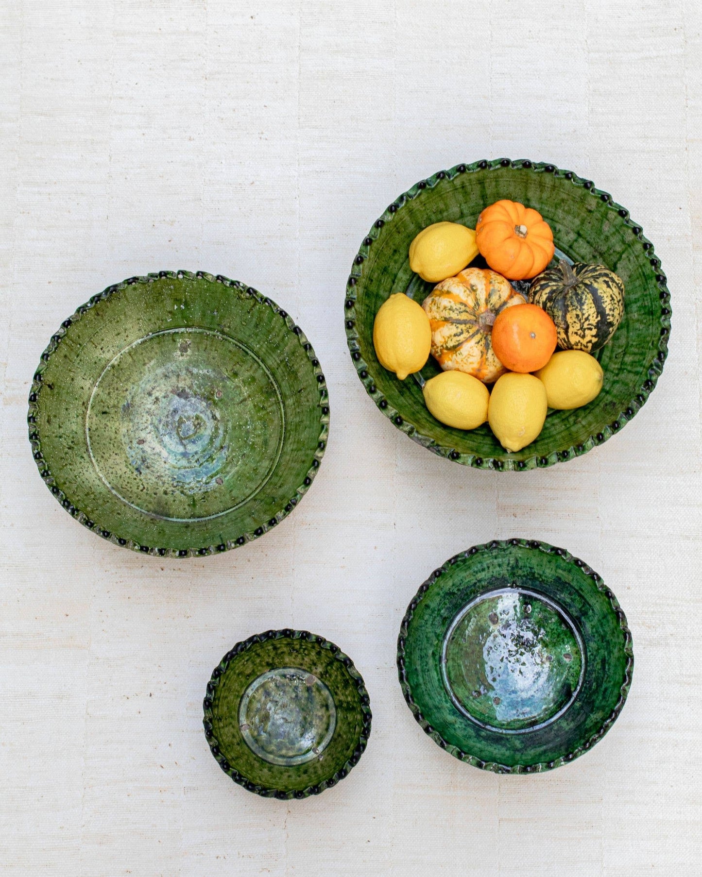 Tamegroute Green Pedestal Fruit Bowl Handmade | Large