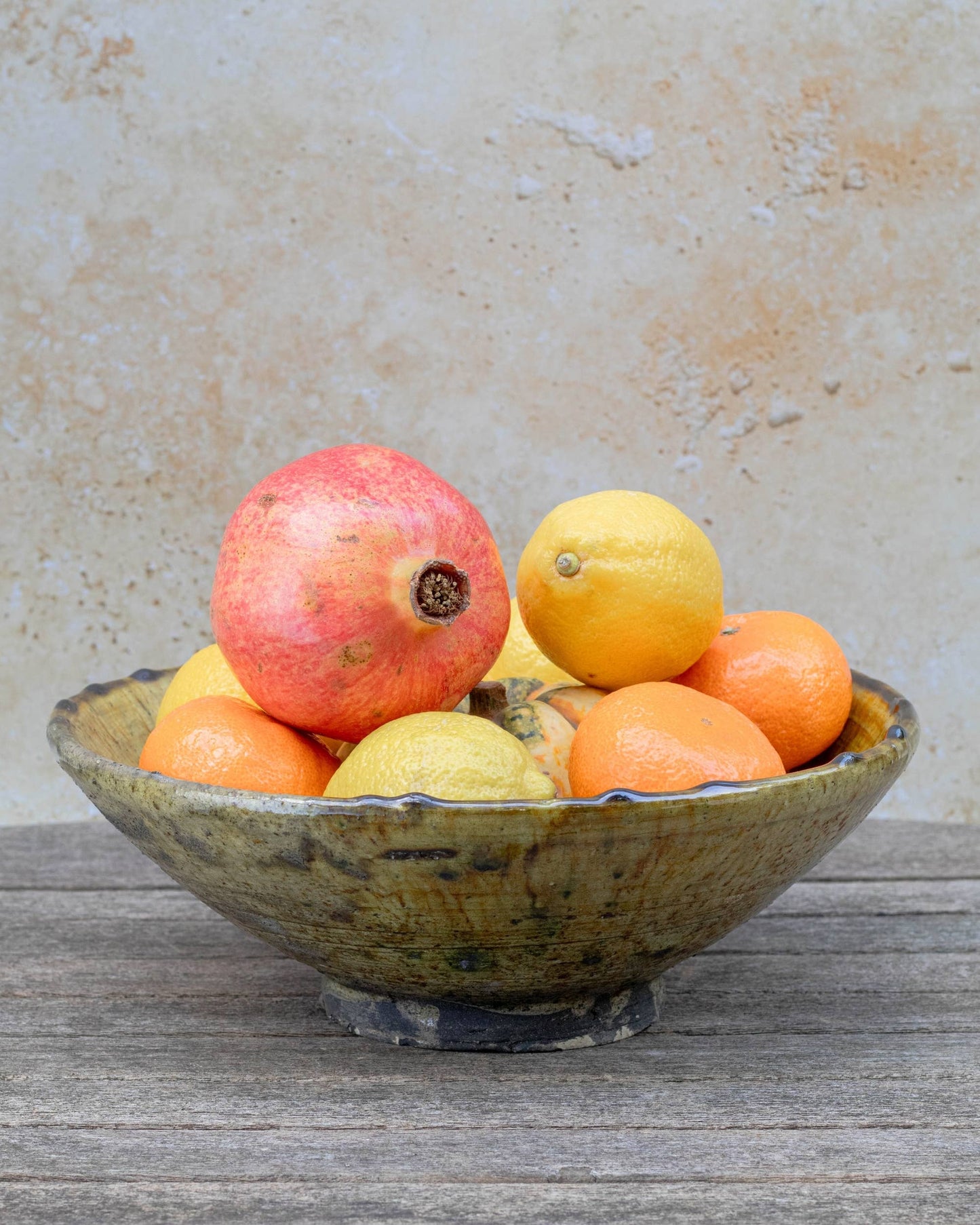 Handmade Moroccan Tamegroute Ochre Ceramic Serving Bowl: X Small