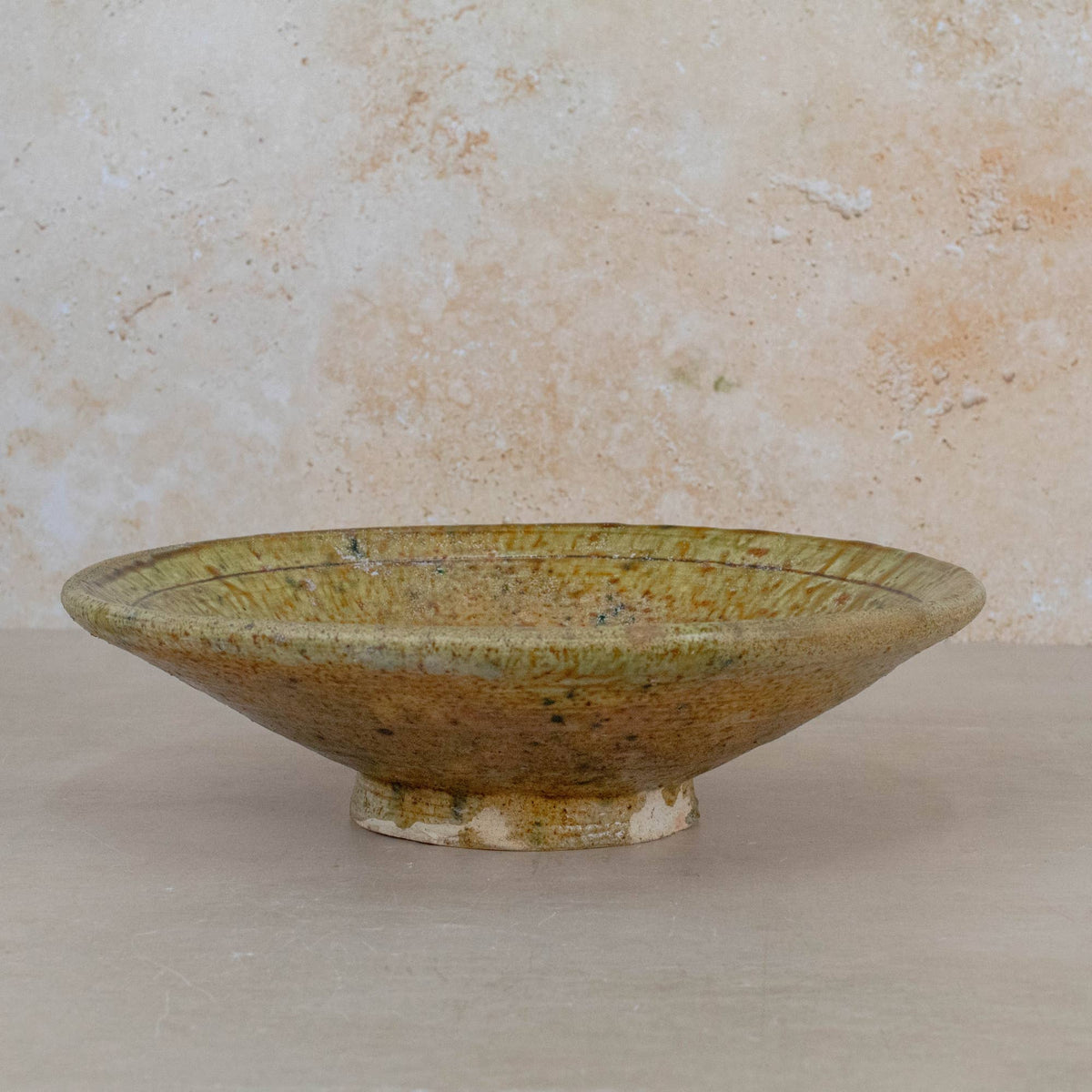 Handmade Tamegroute Ochre Pedestal Plate | Large