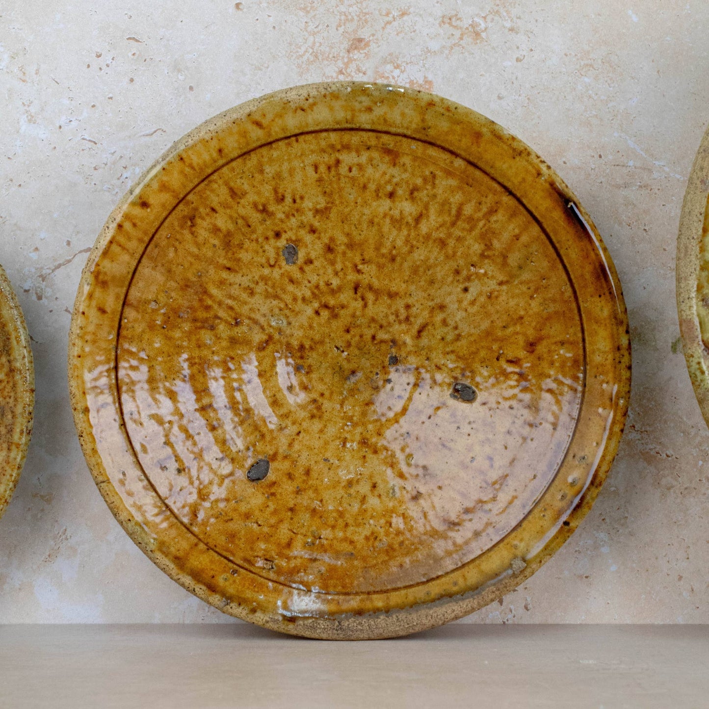 Handmade Tamegroute Ochre Pedestal Plate : Medium