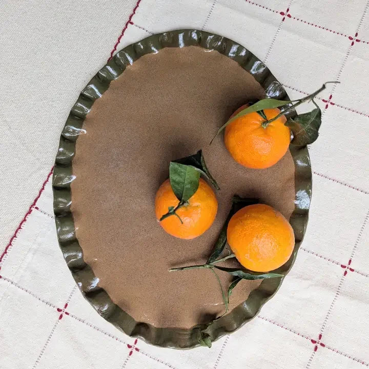 Smokey Olive Edges Frill Platter