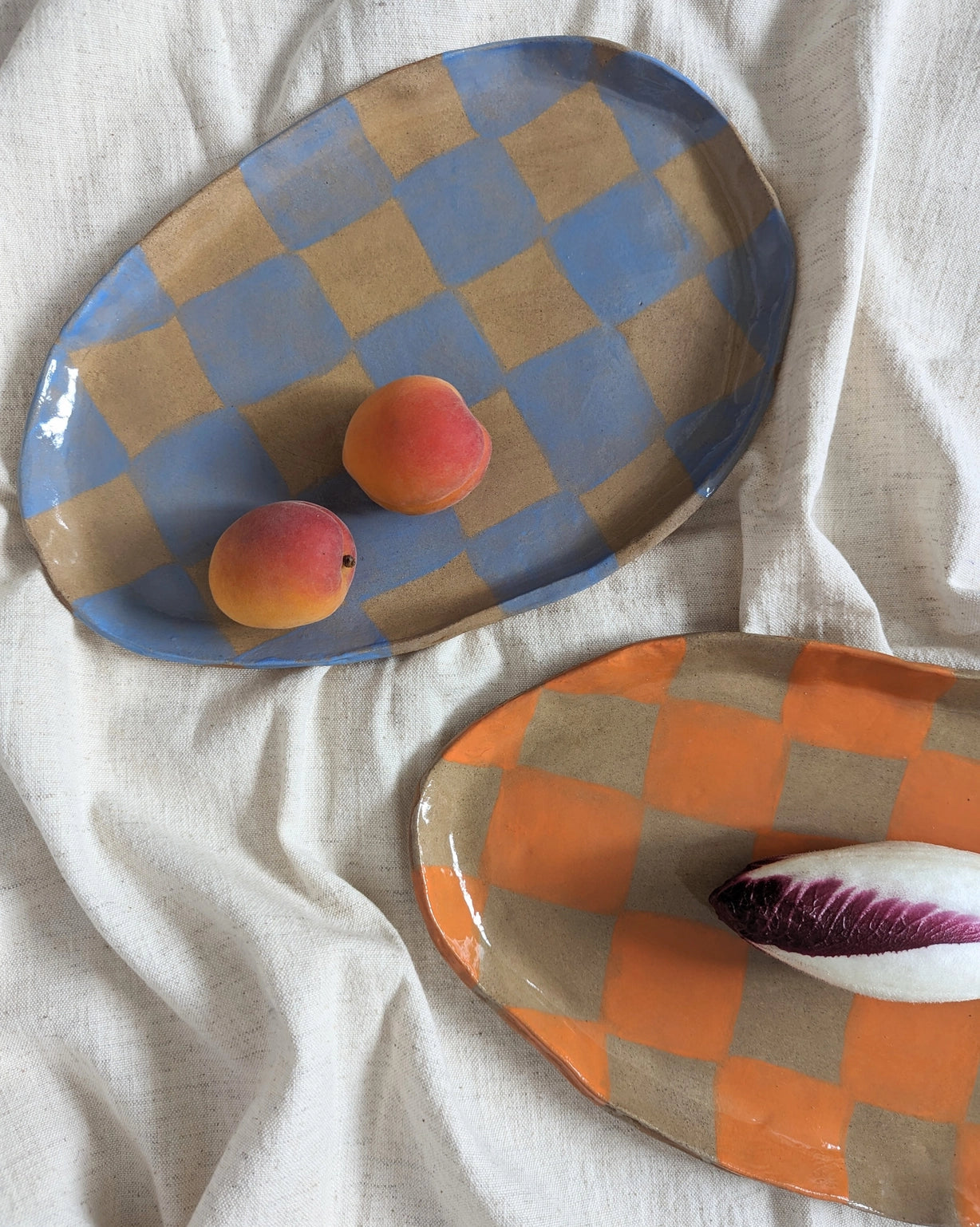 Baby Blue Oval Check Platter