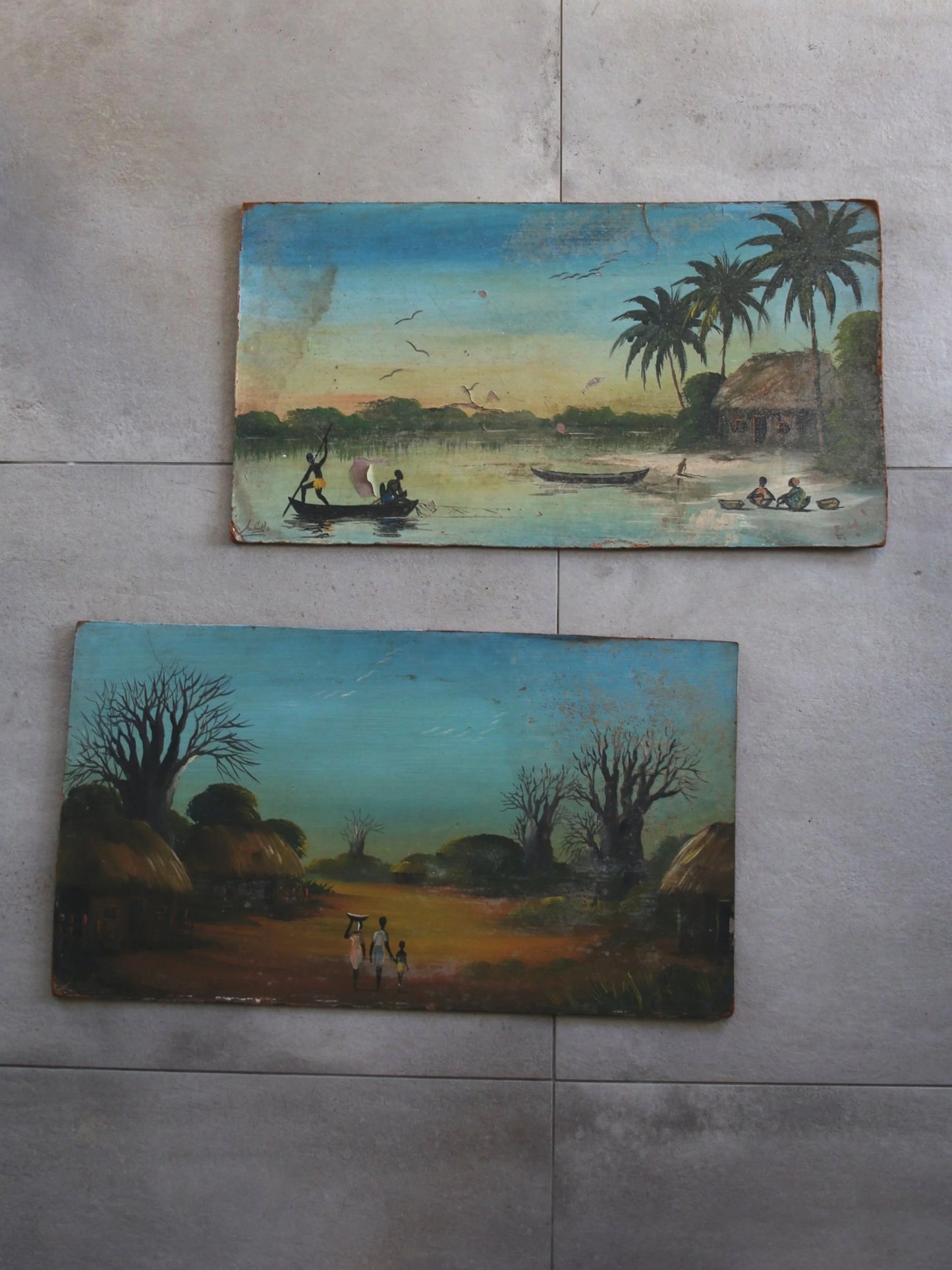 Set of 'African Life' Paintings