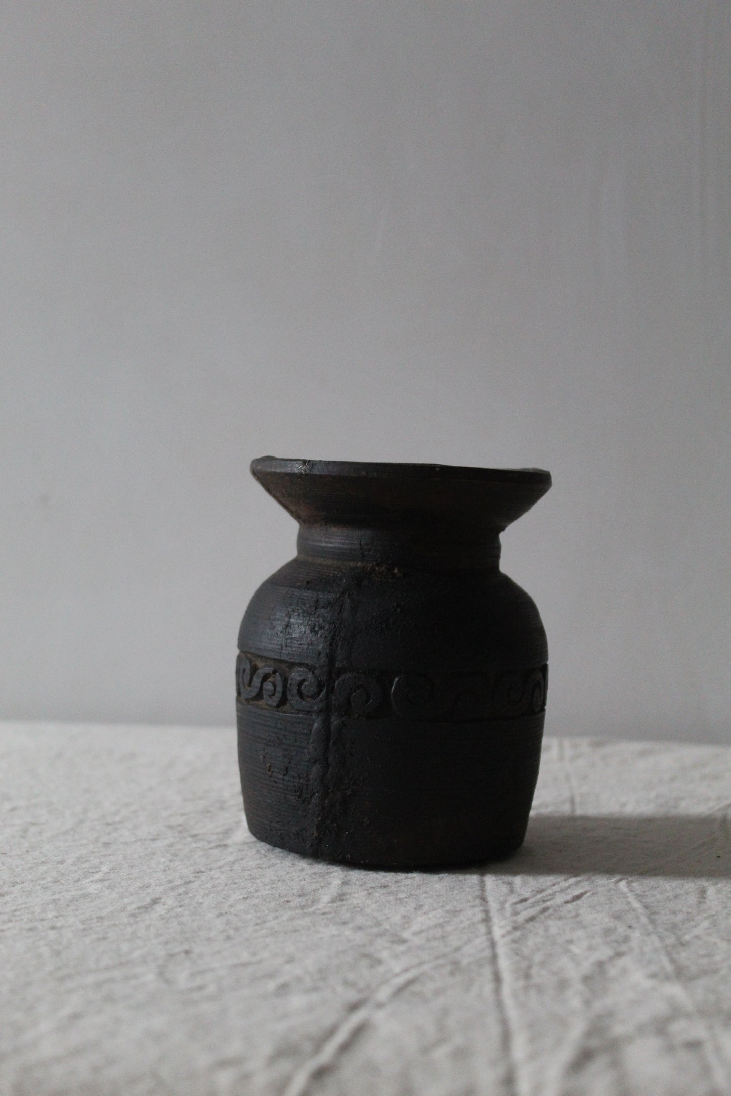 Carved Wooden Himalayan Urn