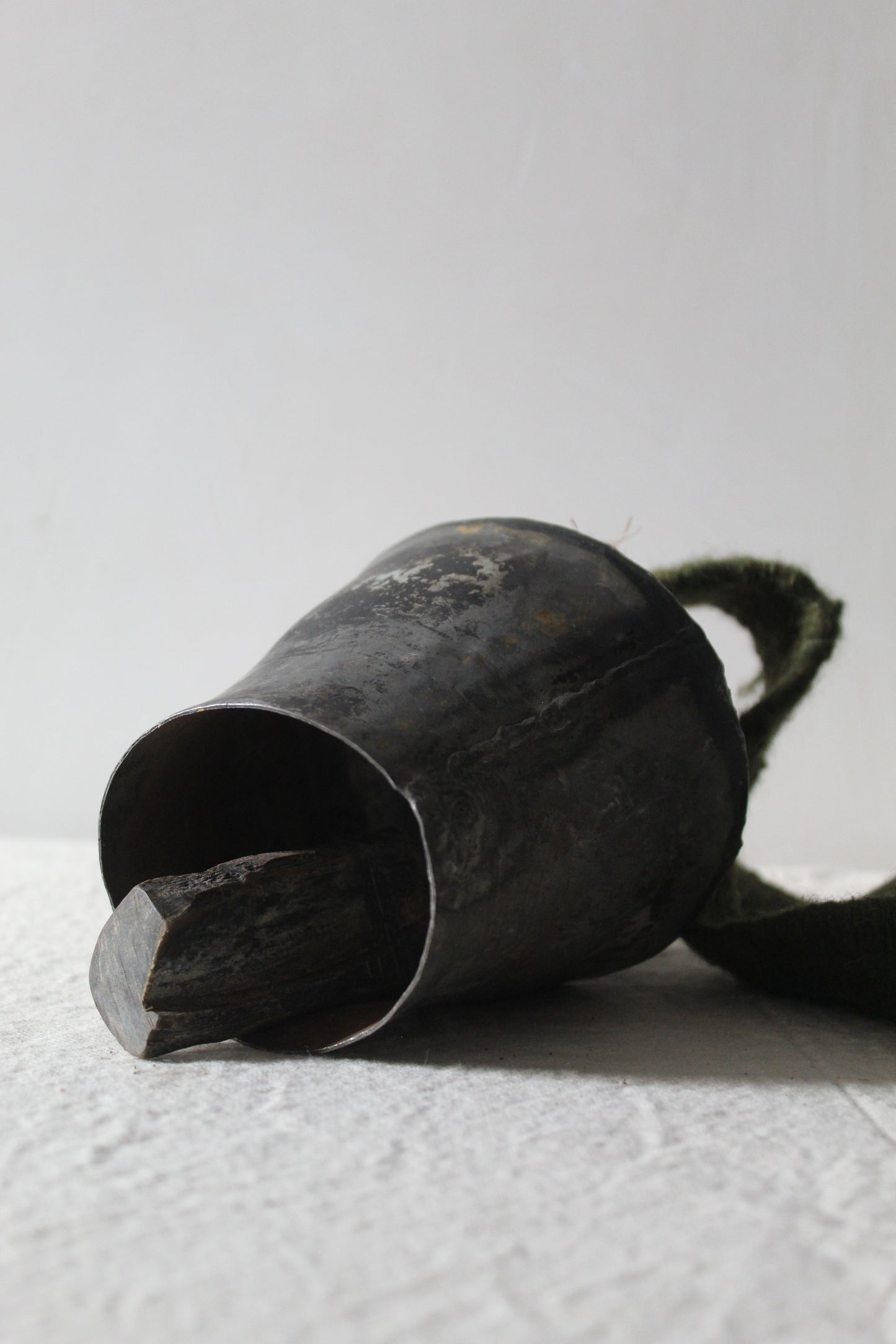 Nepalese Cow Bells with Khaki Braided Wool