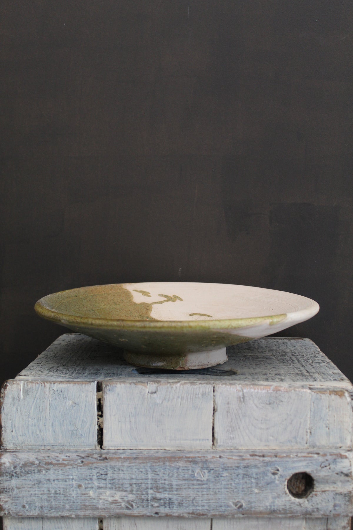 Half Glaze Pedestal Platter