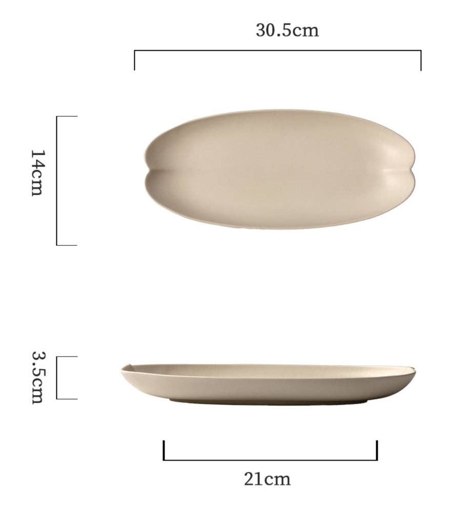 Long Kwai Kou Plate | Matte Beige