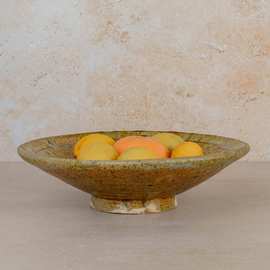 Handmade Tamegroute Ochre Pedestal Plate | Medium