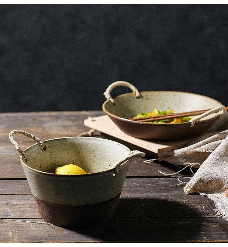 Ceramic Rattan Handle Bowl