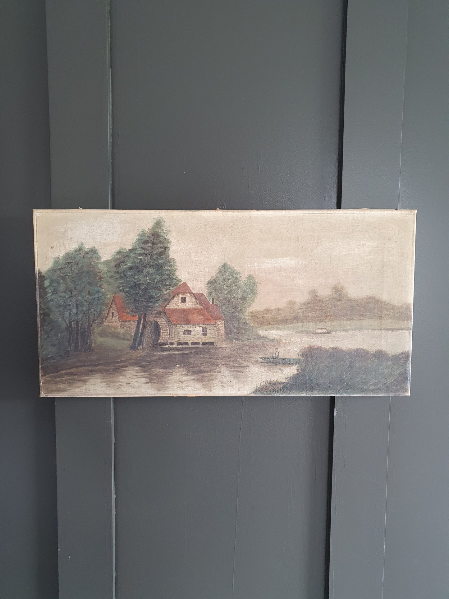 Antique Oil Painting 'The Water Wheel'