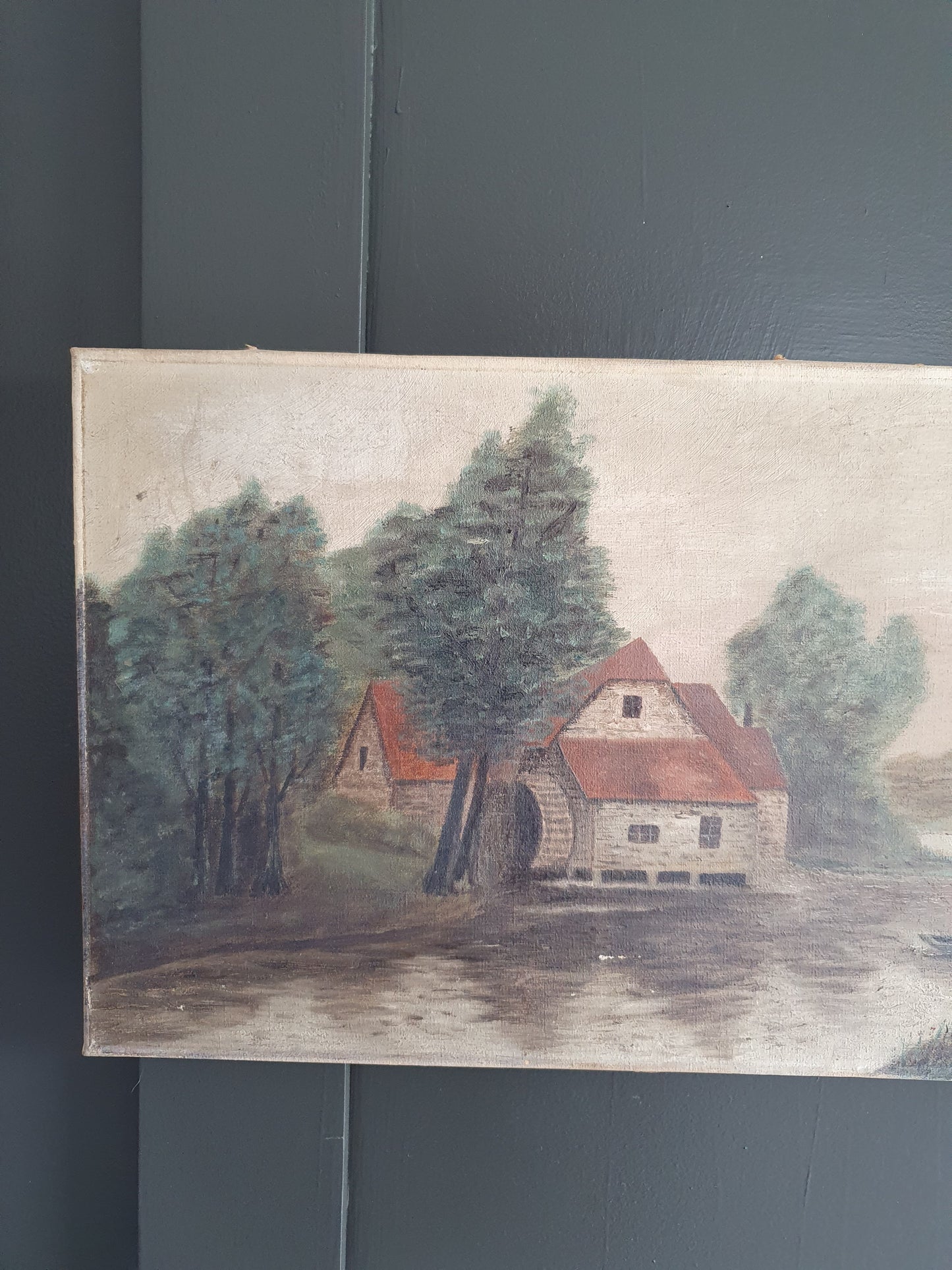 Antique Oil Painting 'The Water Wheel'