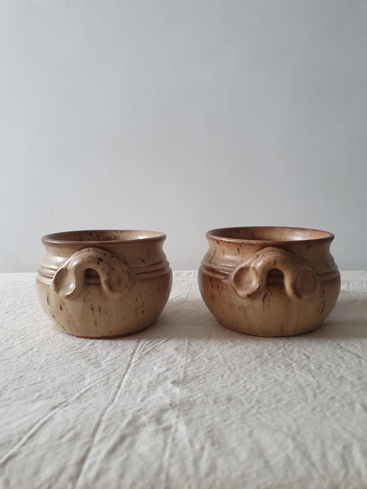 French Brown Mottled Pottery Bowl