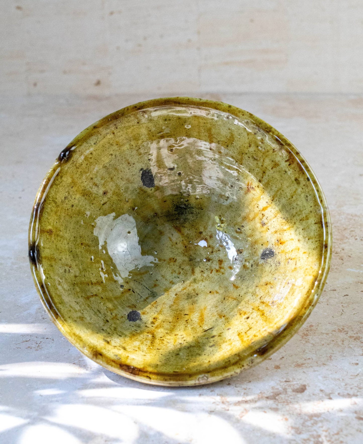 Handmade Moroccan Tamegroute Ochre Ceramic Serving Bowl: X Small