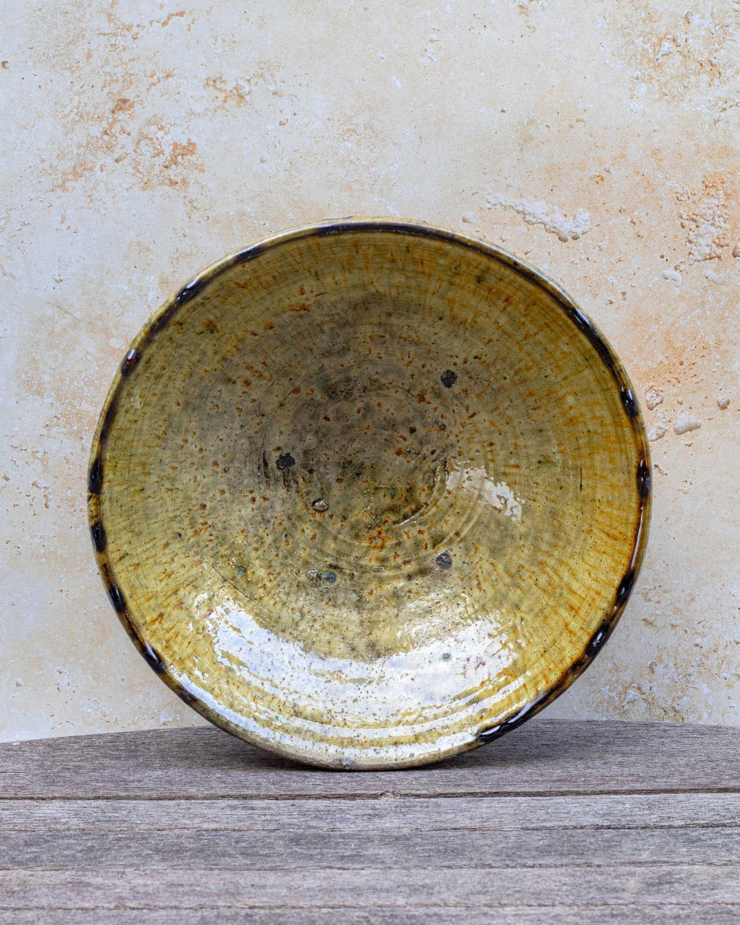 Handmade Moroccan Tamegroute Ochre Ceramic Serving Bowl: X Small