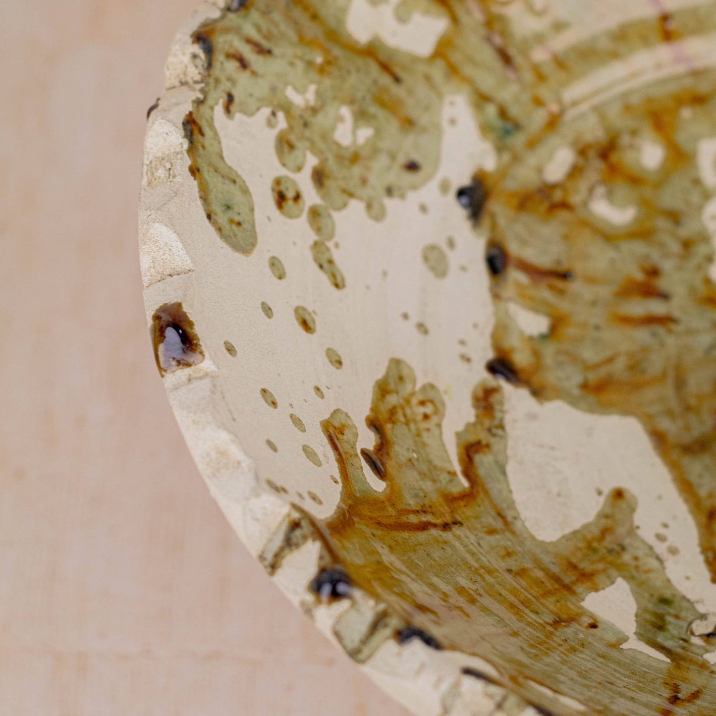 Moroccan Tamegroute Pedestal Fruit Bowl — Yellow Ochre Bowl : Medium