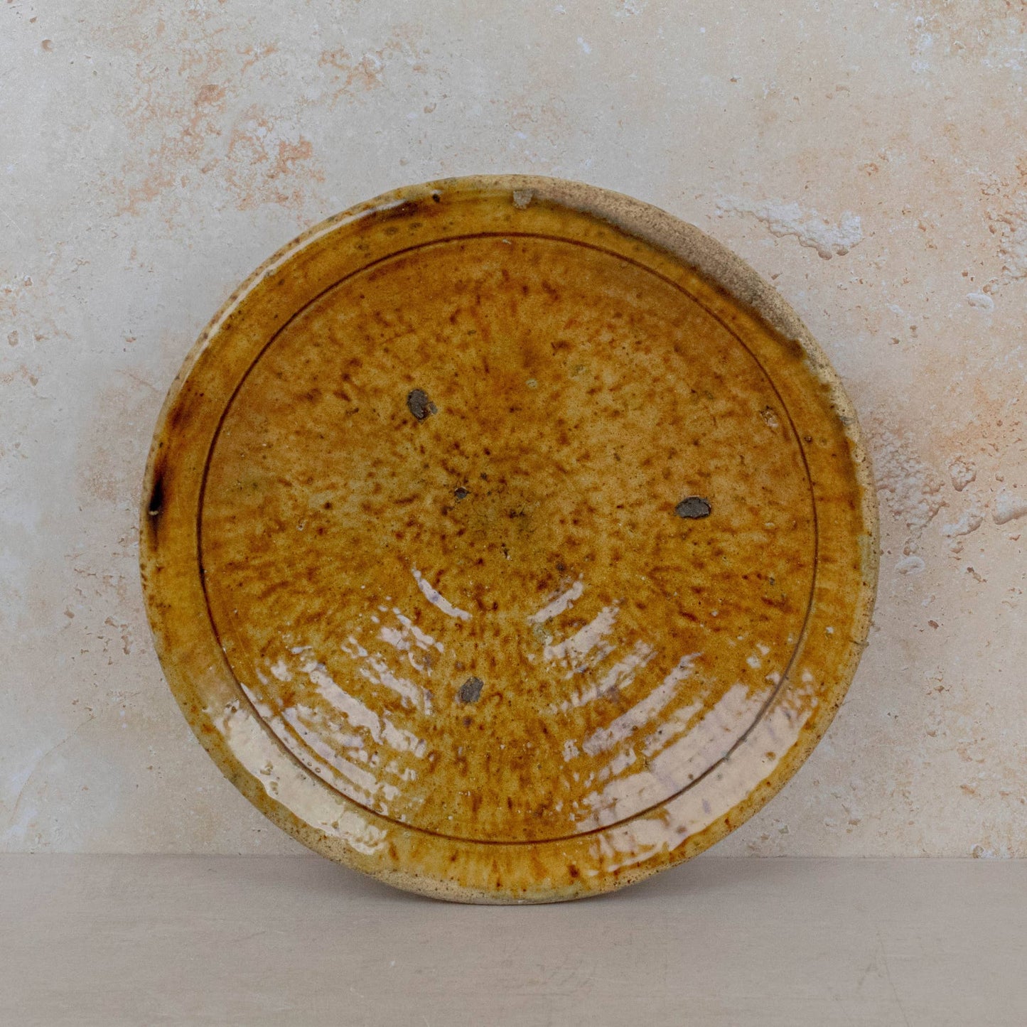 Handmade Tamegroute Ochre Pedestal Plate : Large