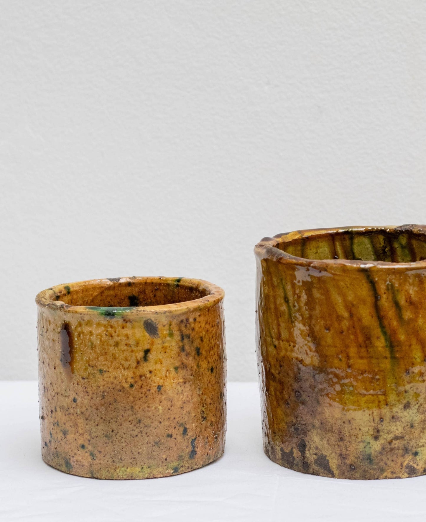 Handmade Tamegroute Ochre Ceramic Planter Pot: Medium