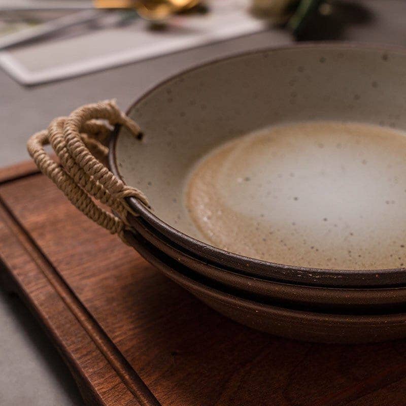 Ceramic Rattan Handle Bowl