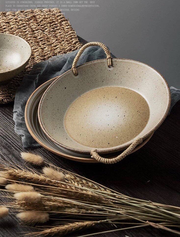 Ceramic Rattan Handle Bowl