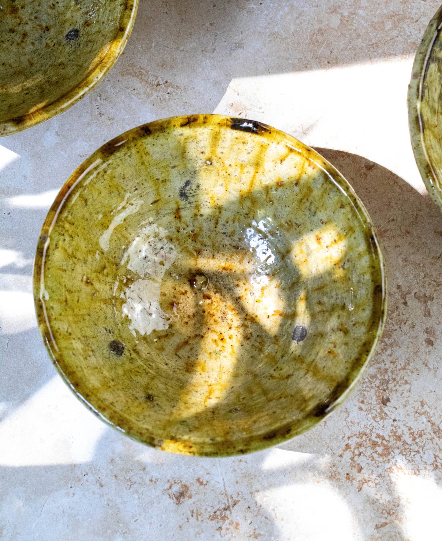 Handmade Moroccan Tamegroute Ochre Ceramic Serving Bowl: X Small