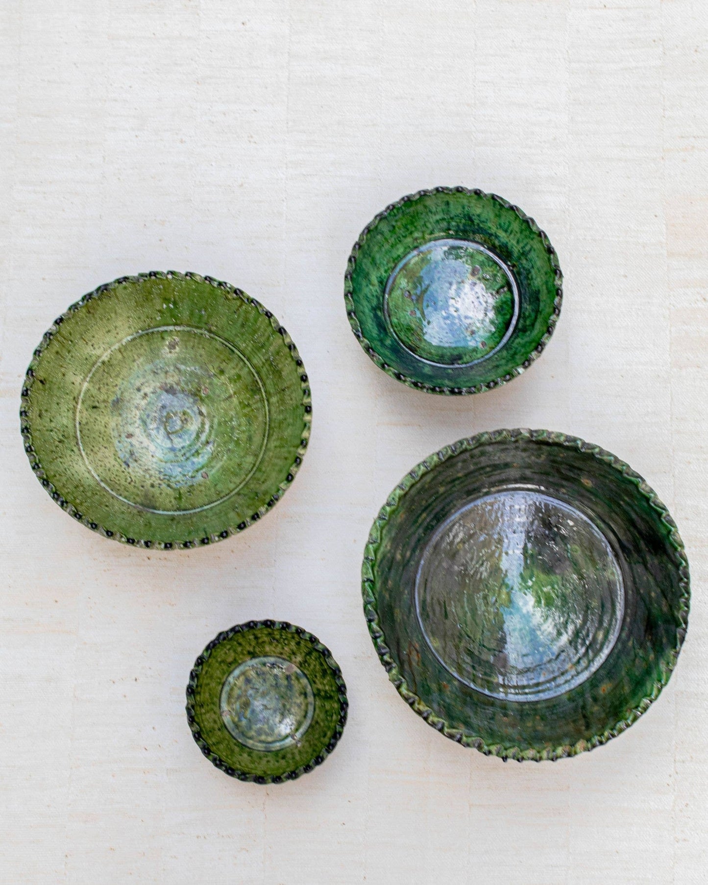 Tamegroute Green Pedestal Fruit Bowl Handmade - 4 Sizes: Large
