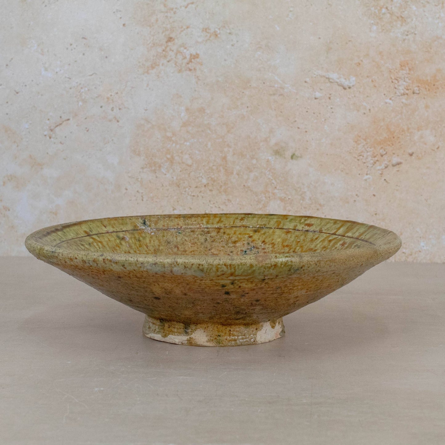 Handmade Tamegroute Ochre Pedestal Plate : Large