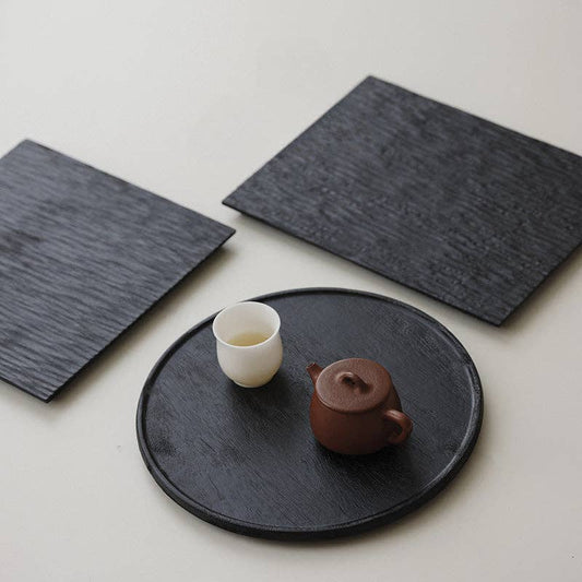 Wabi-Sabi Carbonised Wood Black Tray