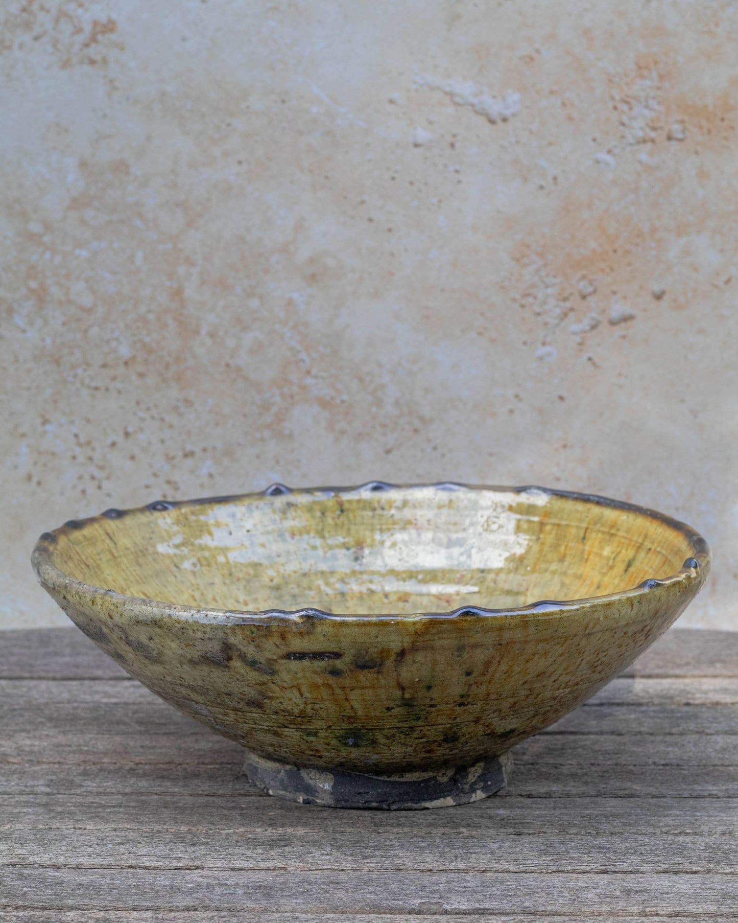Handmade Moroccan Tamegroute Ochre Ceramic Serving Bowl: X Small