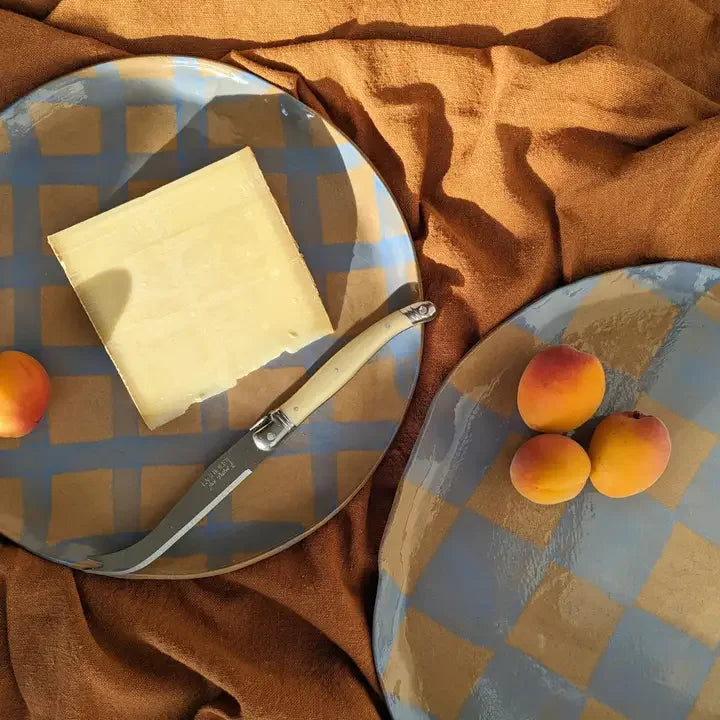 Baby Blue Oval Check Serving Platter