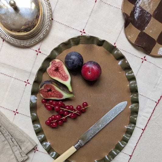 Smokey Olive Edges Frill Platter