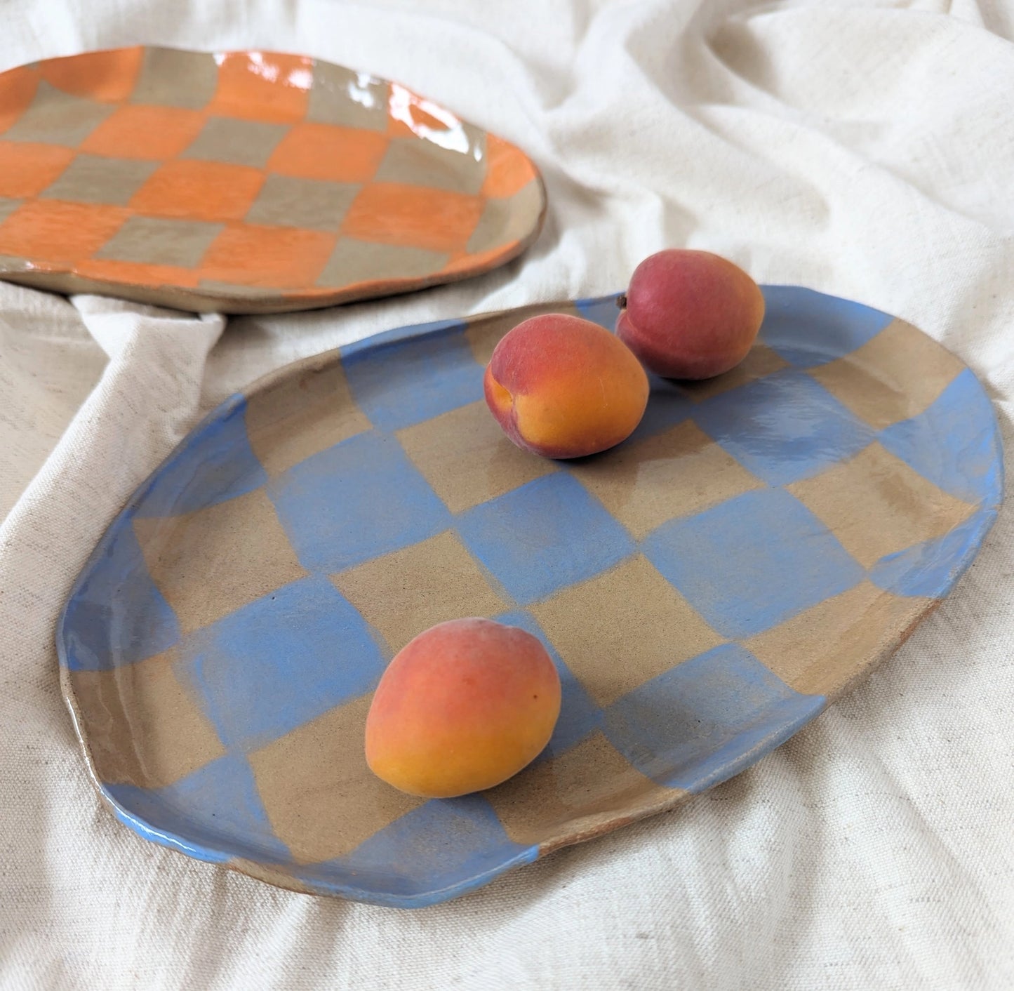 Baby Blue Oval Check Platter