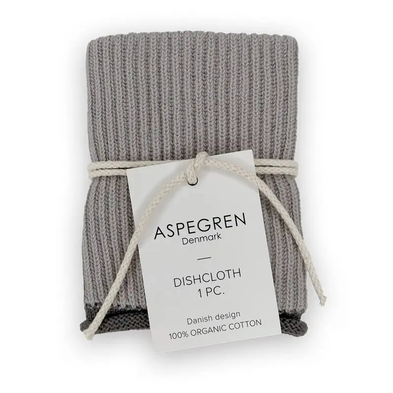 Dove Grey Ripple Knitted Dishcloth