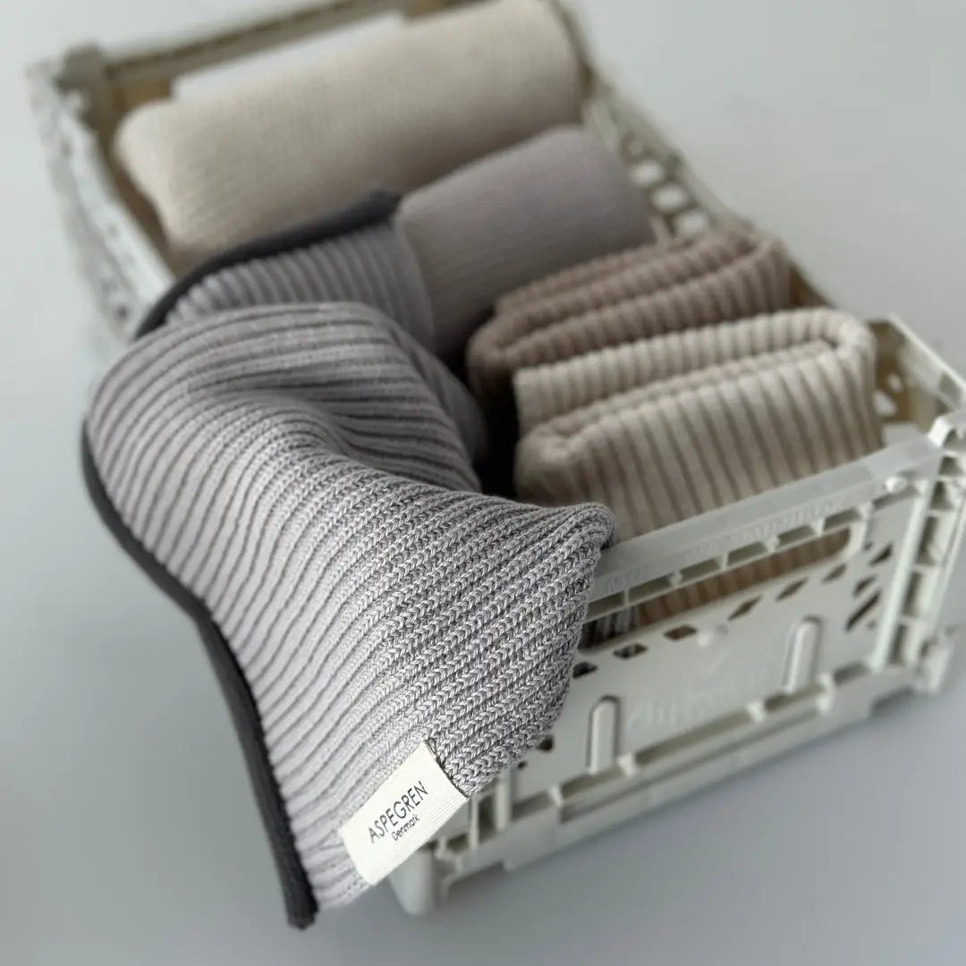 Dove Grey Ripple Knitted Dishcloth