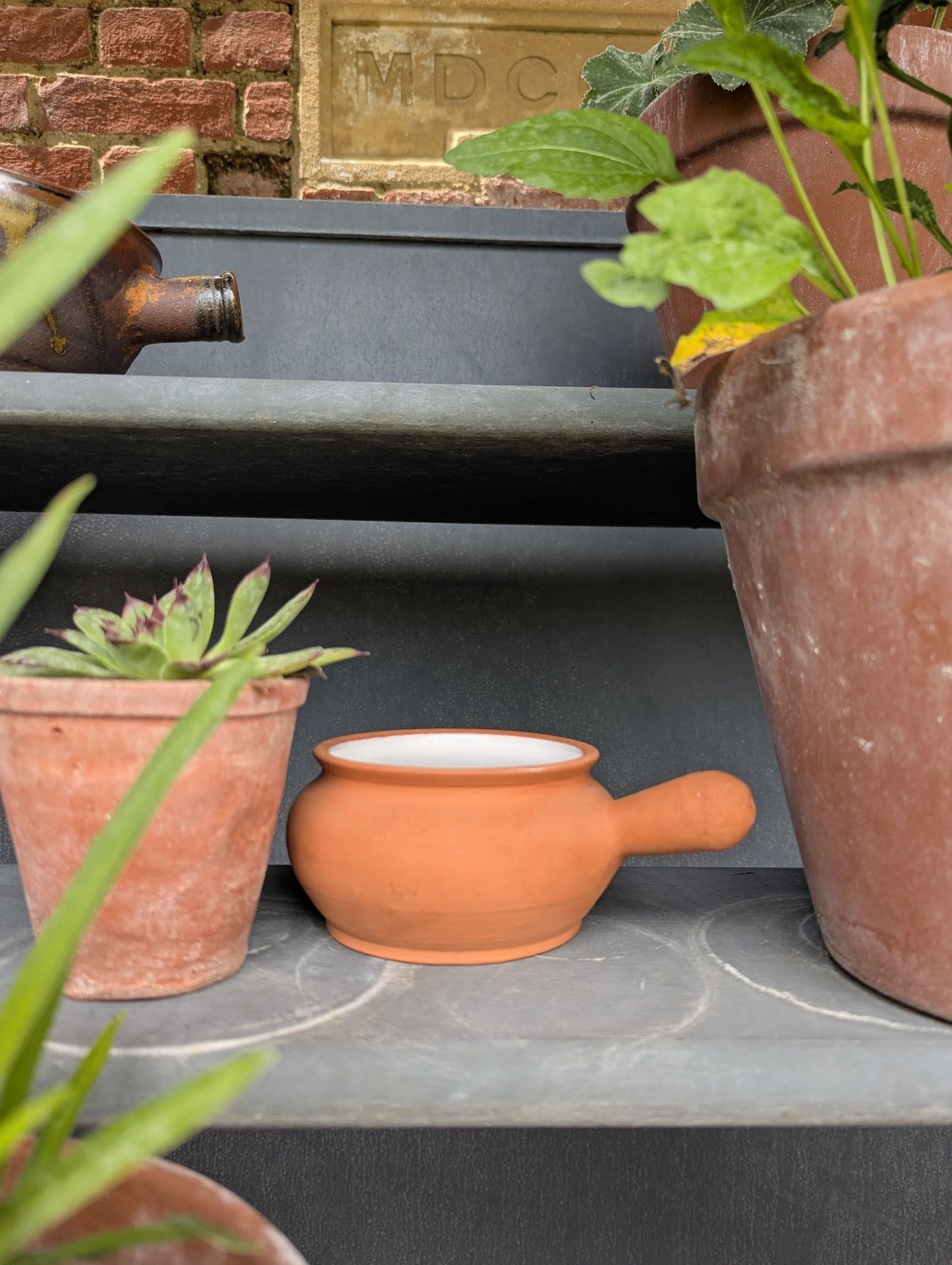 Terracotta with white Interior Glaze pot