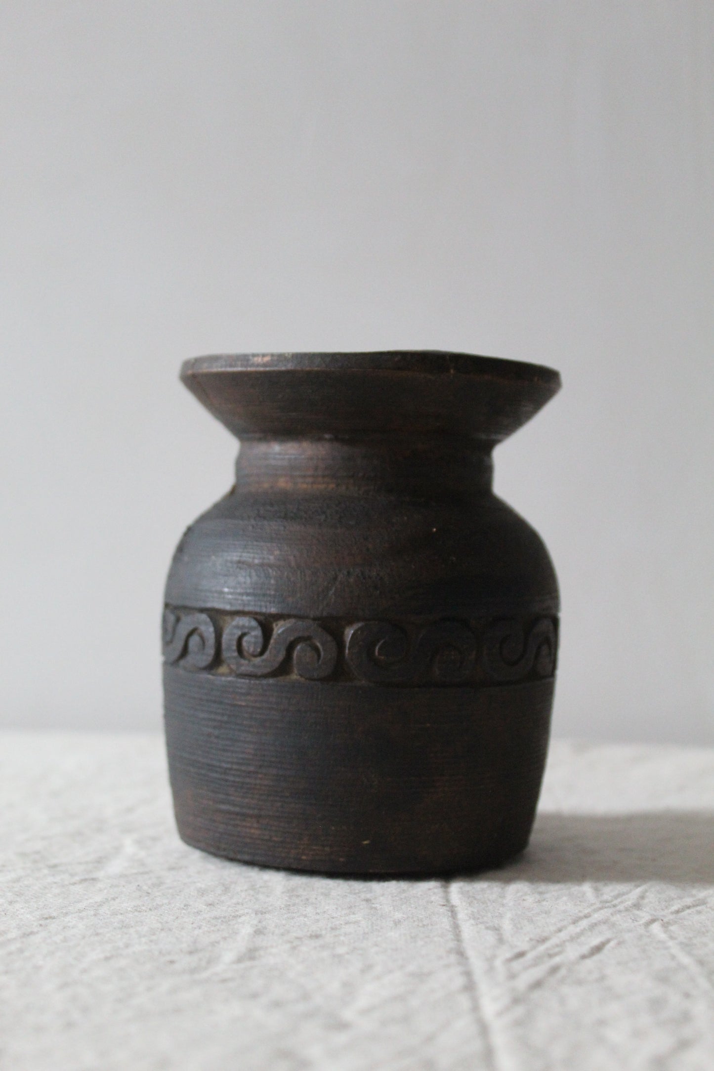 Carved Wooden Himalayan Urn