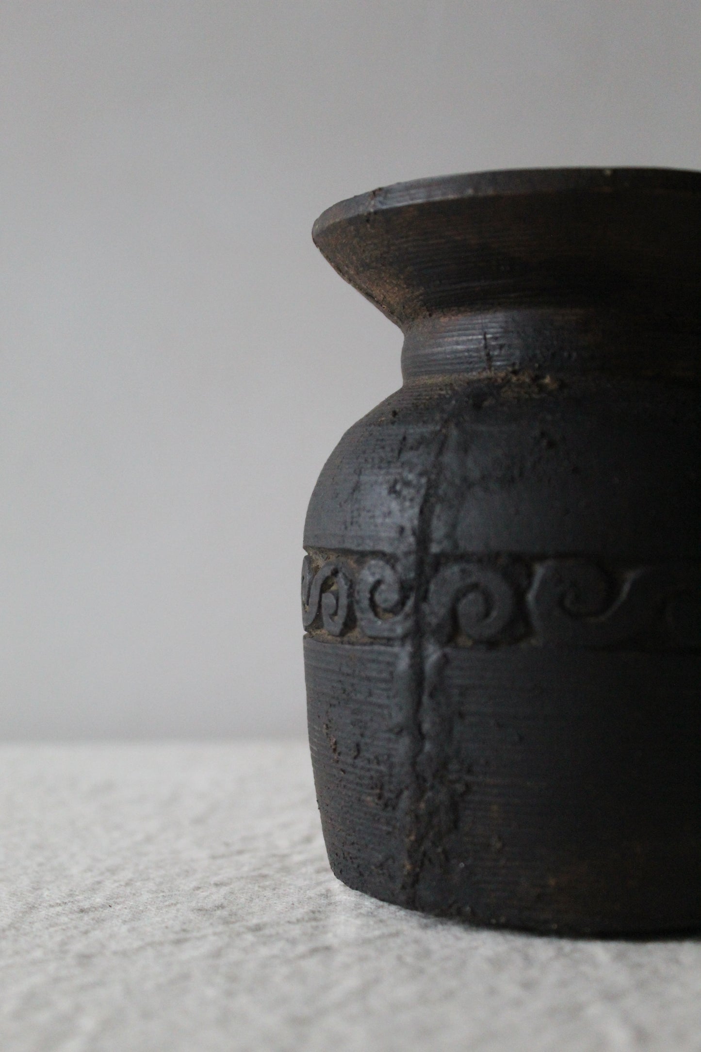 Carved Wooden Himalayan Urn