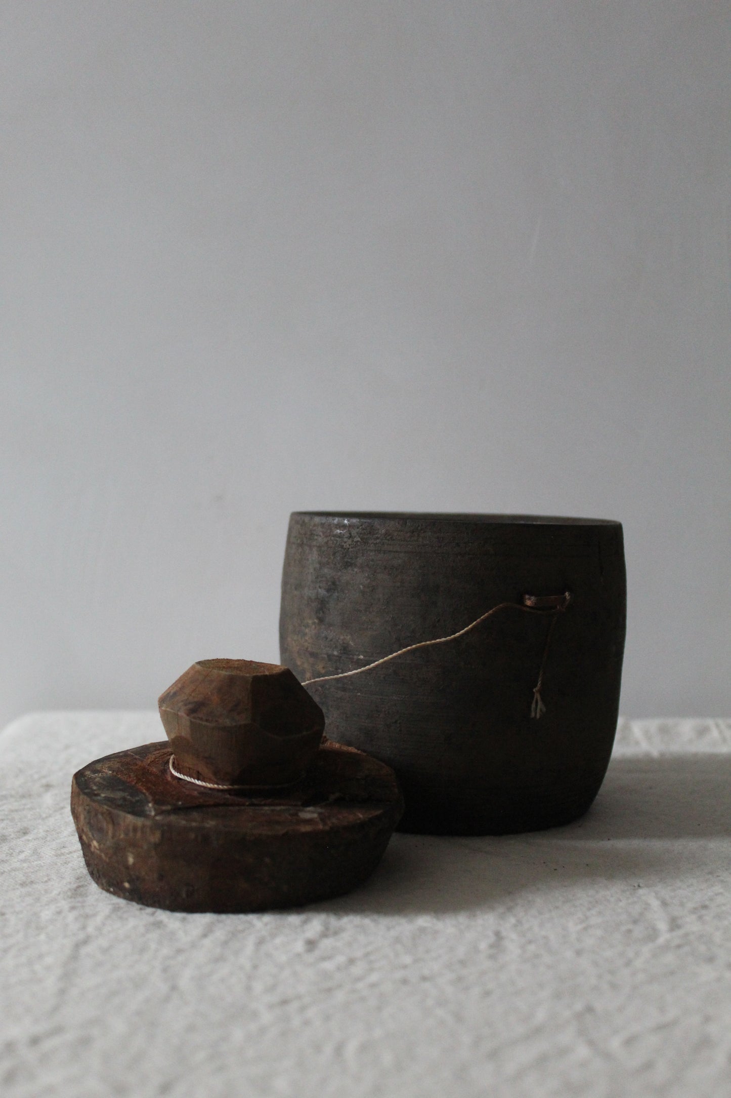 Himalayan Black Wood Pot with Lid