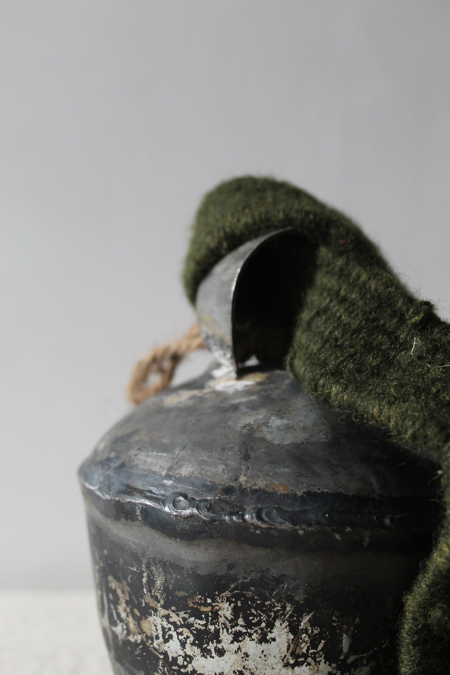 Nepalese Cow Bells with Khaki Braided Wool