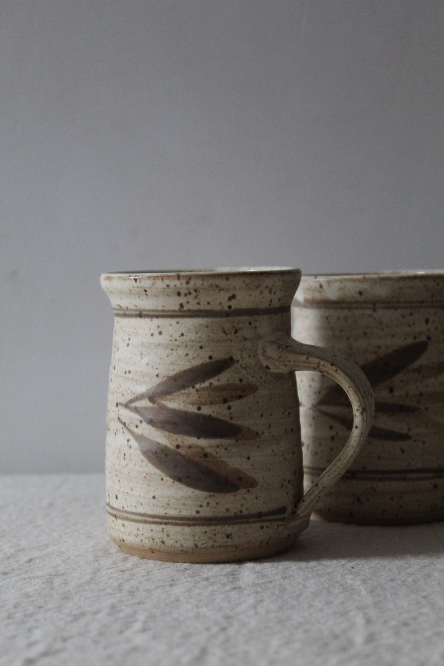 Beige Leaf Design Mugs