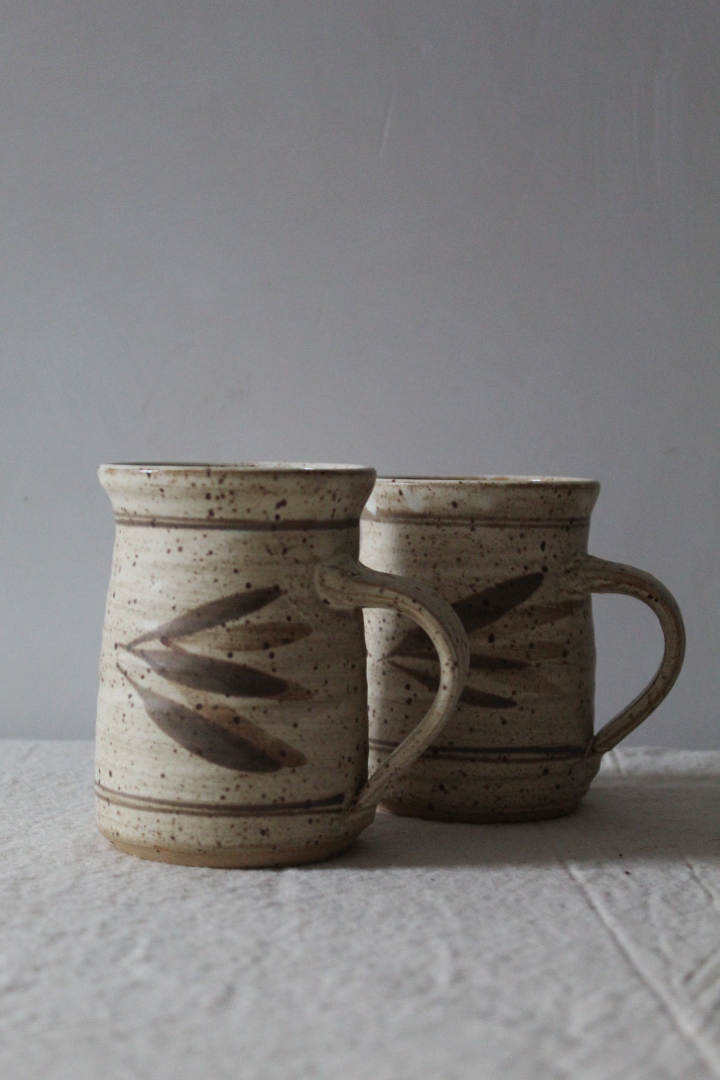 Beige Leaf Design Mugs