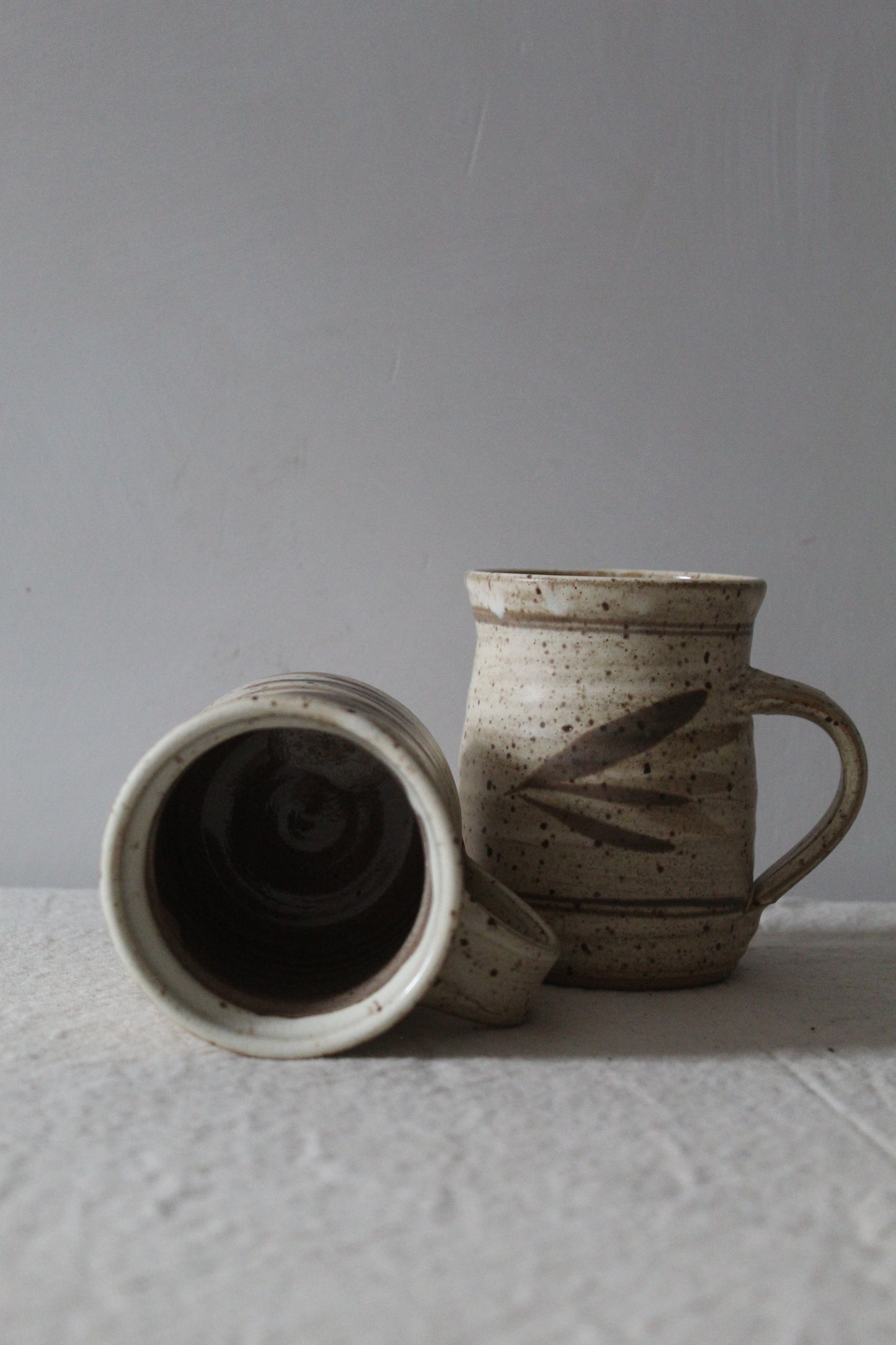 Beige Leaf Design Mugs
