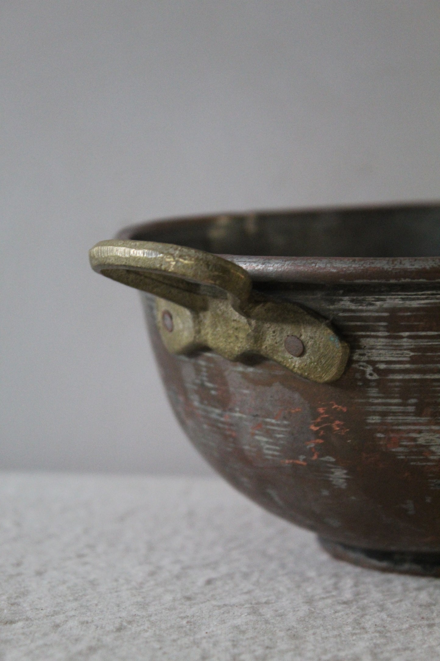 Handled Copper Bowl