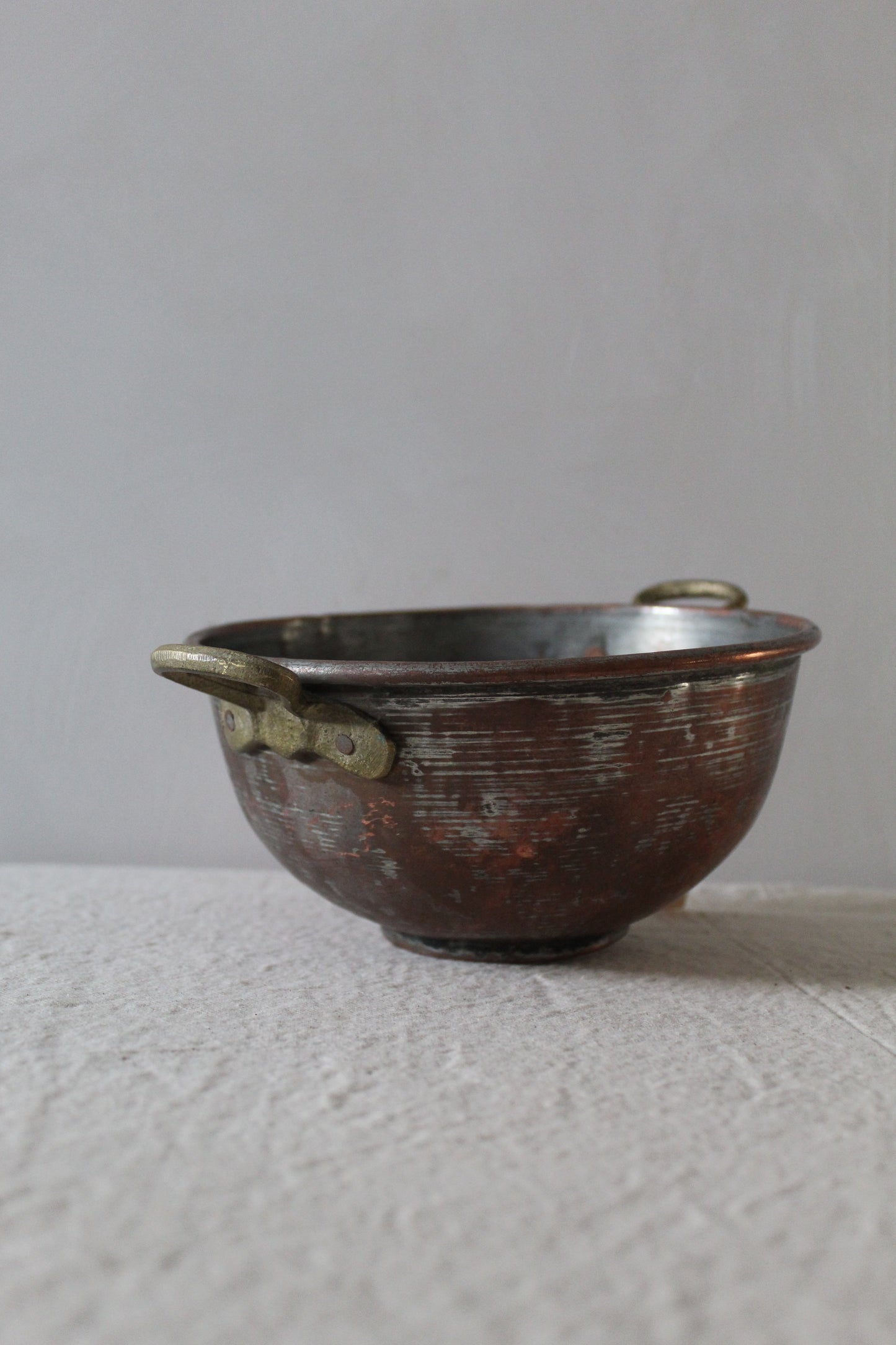 Handled Copper Bowl