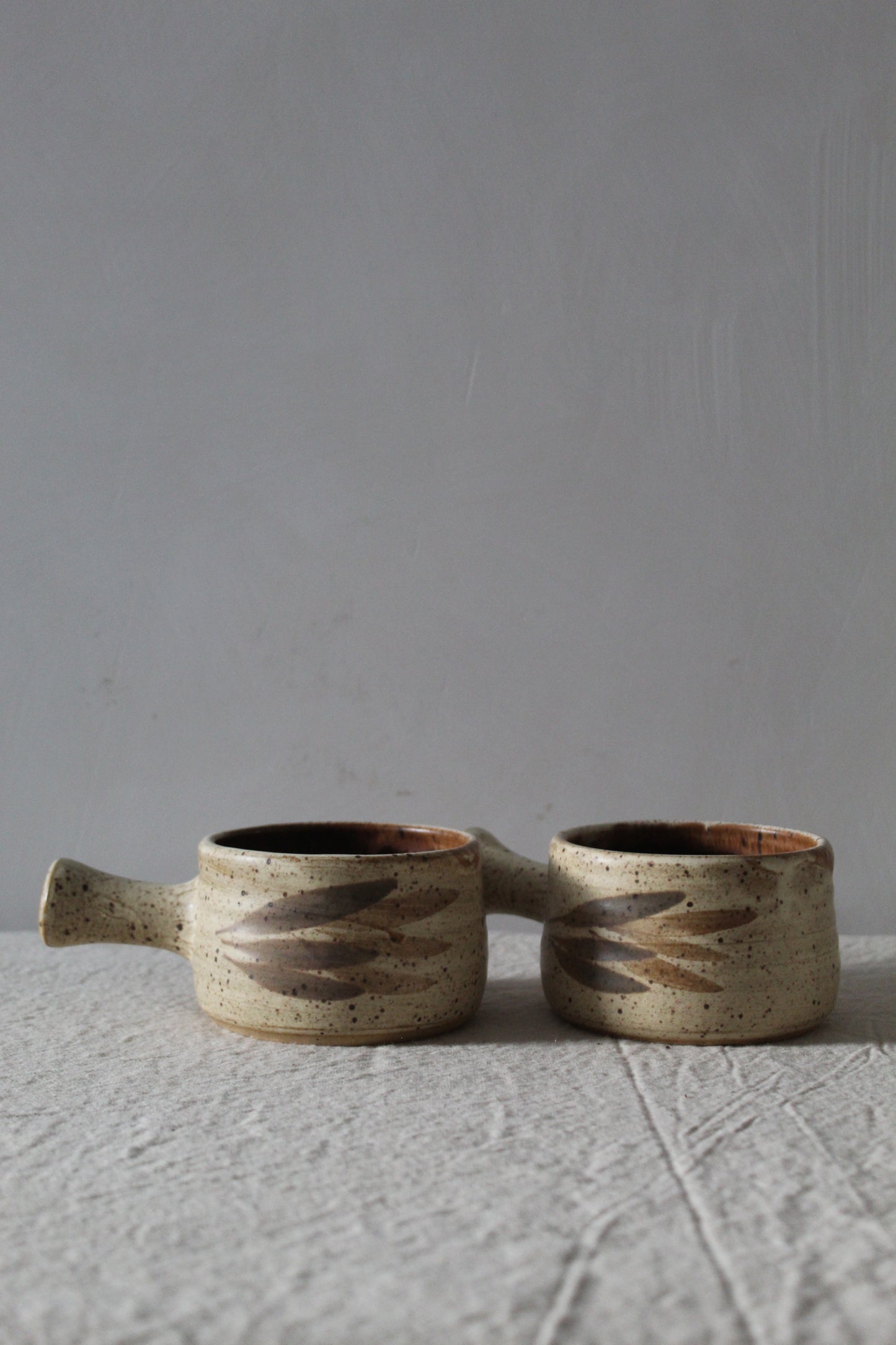 Beige Leaf Design Soup Bowls