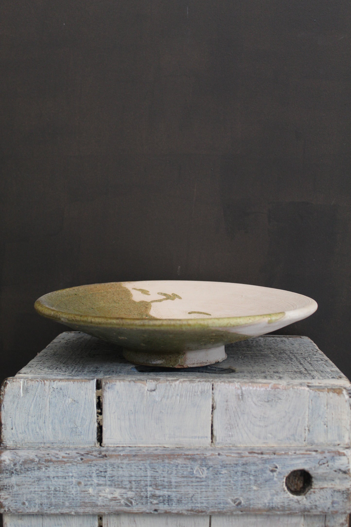 Half Glaze Pedestal Platter