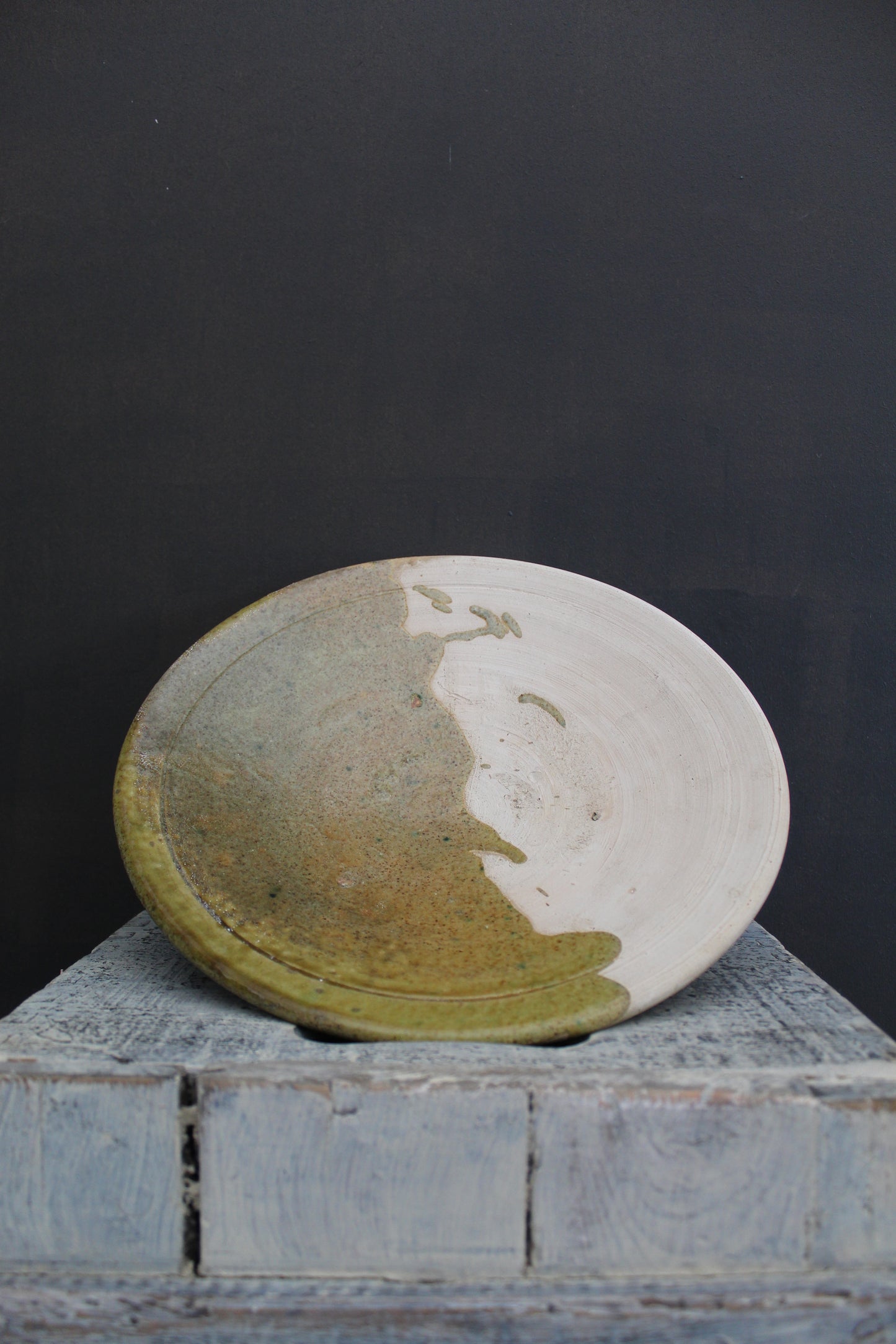 Half Glaze Pedestal Platter
