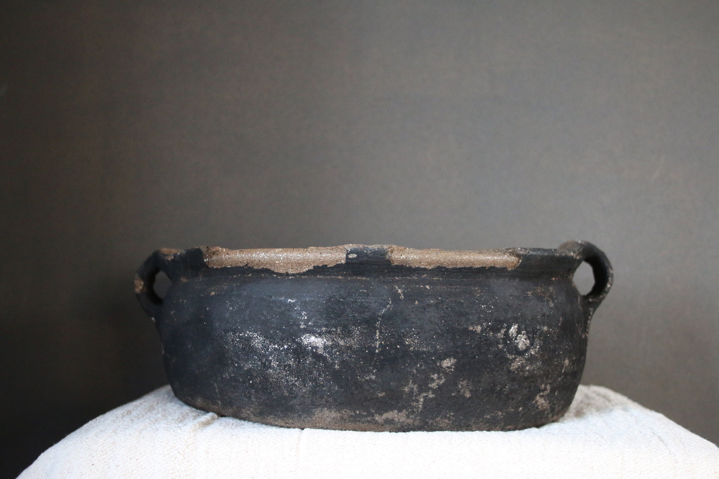 Large Black Longpi Bowl With Handles